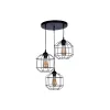 GLOBOSTAR® RAYNO 201-0108 Vintage Κρεμαστό Φωτιστικό Οροφής με Ντουί 3 x E27 AC 220-240V IP20 - Μαύρο - Μ42 x Π42 x Υ60cm