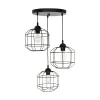 GLOBOSTAR® RAYNO 201-0108 Vintage Κρεμαστό Φωτιστικό Οροφής με Ντουί 3 x E27 AC 220-240V IP20 - Μαύρο - Μ42 x Π42 x Υ60cm