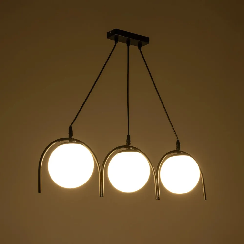 GLOBOSTAR® FLASHO 201-0111 Vintage Κρεμαστό Φωτιστικό Οροφής με Ντουί 3 x E27 AC 220-240V IP20 - Μαύρο & Λευκό - Μ73 x Π15 x Υ23cm