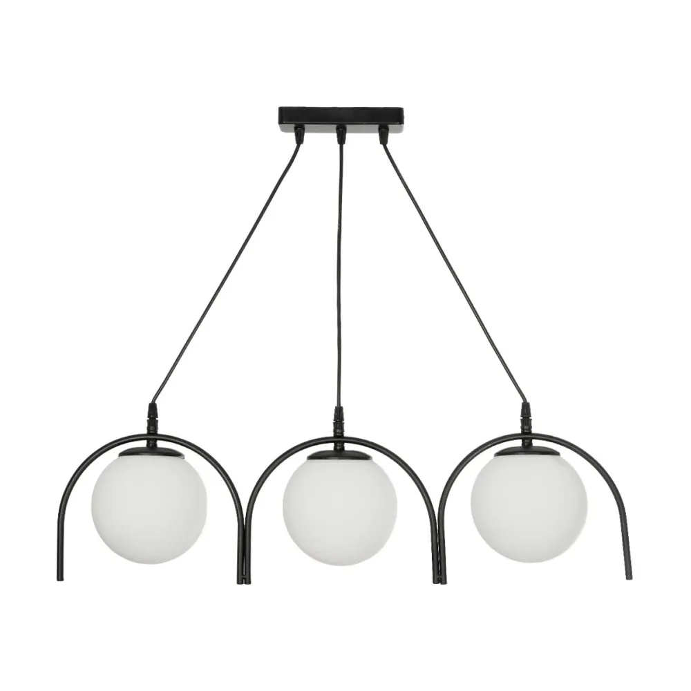 GLOBOSTAR® FLASHO 201-0111 Vintage Κρεμαστό Φωτιστικό Οροφής με Ντουί 3 x E27 AC 220-240V IP20 - Μαύρο & Λευκό - Μ73 x Π15 x Υ23cm