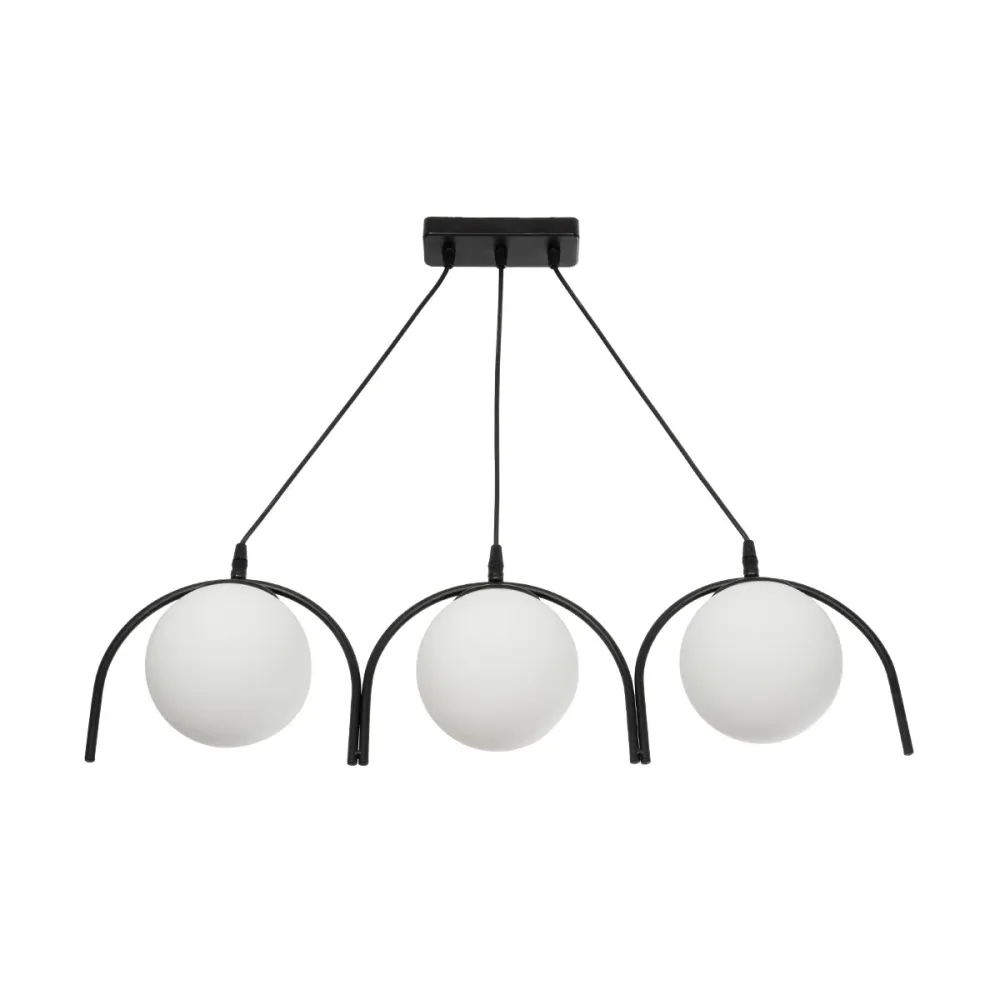GLOBOSTAR® FLASHO 201-0111 Vintage Κρεμαστό Φωτιστικό Οροφής με Ντουί 3 x E27 AC 220-240V IP20 - Μαύρο & Λευκό - Μ73 x Π15 x Υ23cm