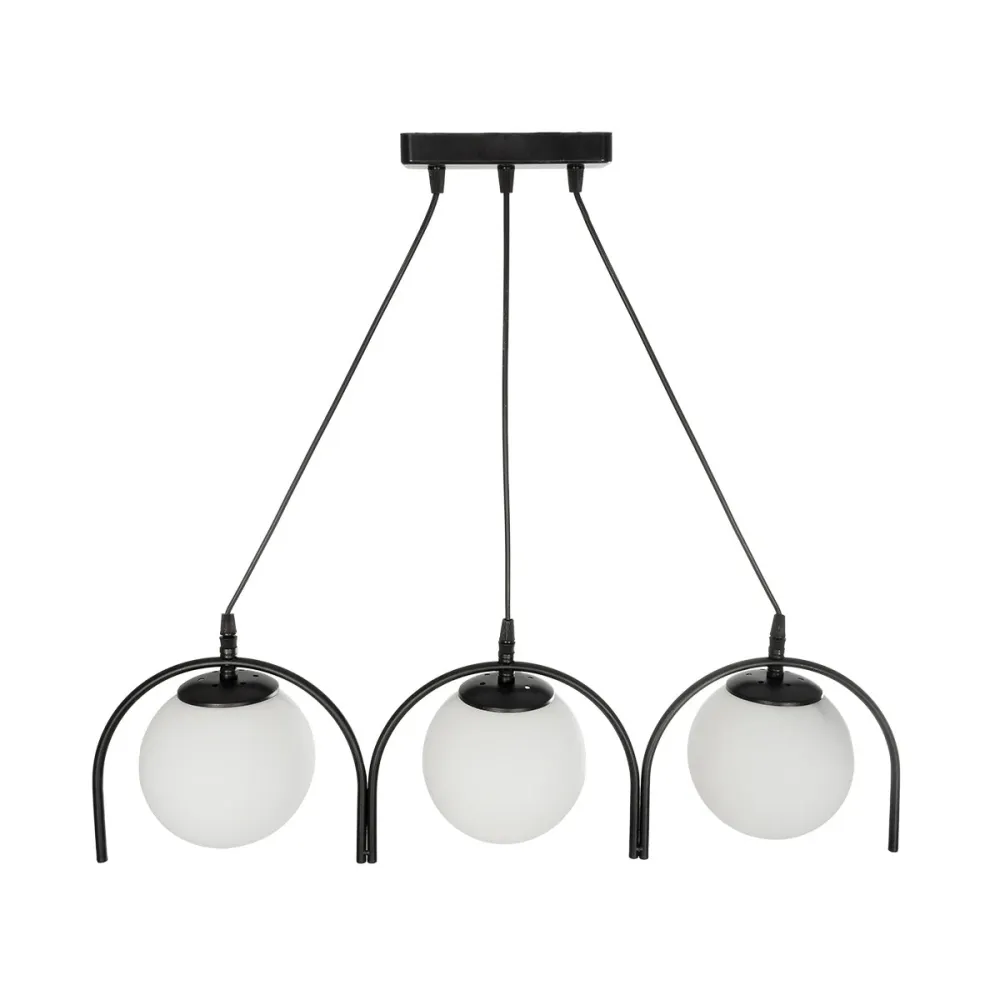 GLOBOSTAR® FLASHO 201-0111 Vintage Κρεμαστό Φωτιστικό Οροφής με Ντουί 3 x E27 AC 220-240V IP20 - Μαύρο & Λευκό - Μ73 x Π15 x Υ23cm