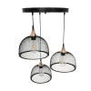 GLOBOSTAR® FLICKA 201-0113 Vintage Κρεμαστό Φωτιστικό Οροφής με Ντουί 3 x E27 AC 220-240V IP20 - Μαύρο & Χάλκινο - Μ55 x Π55 x Υ65cm