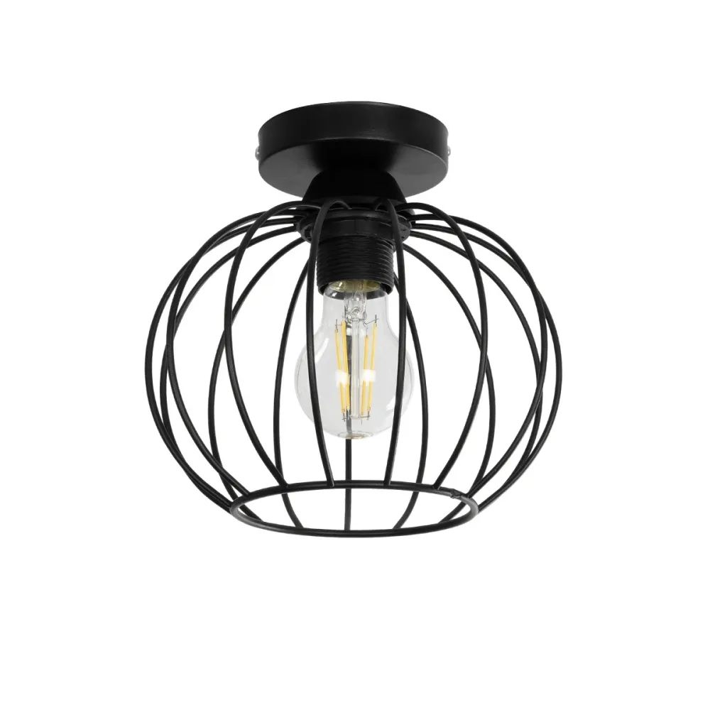 GLOBOSTAR® BITUIN 201-0116 Μοντέρνο Φωτιστικό Οροφής με Ντουί 1 x E27 AC 220-240V IP20 - Μαύρο - Μ21 x Π21 x Υ18cm