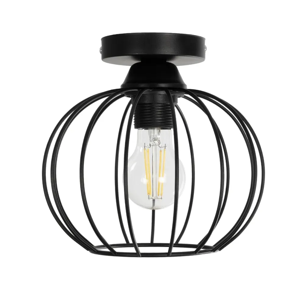 GLOBOSTAR® BITUIN 201-0116 Μοντέρνο Φωτιστικό Οροφής με Ντουί 1 x E27 AC 220-240V IP20 - Μαύρο - Μ21 x Π21 x Υ18cm