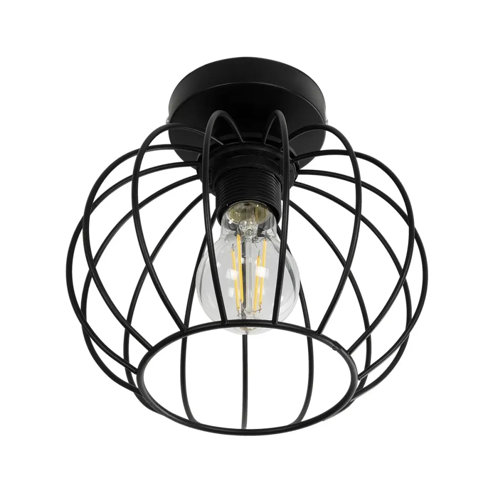GLOBOSTAR® BITUIN 201-0116 Μοντέρνο Φωτιστικό Οροφής με Ντουί 1 x E27 AC 220-240V IP20 - Μαύρο - Μ21 x Π21 x Υ18cm