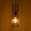 GLOBOSTAR® LAVERA 201-0124 Vintage Κρεμαστό Φωτιστικό Οροφής με Ντουί 1 x E27 AC 220-240V IP20 - Μαύρο & Μπρούτζινο - Μ14 x Π14 x Υ44cm