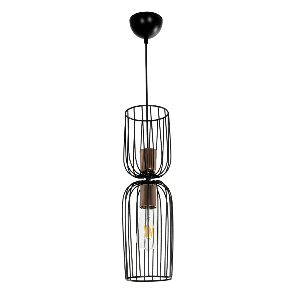GLOBOSTAR® LAVERA 201-0124 Vintage Κρεμαστό Φωτιστικό Οροφής με Ντουί 1 x E27 AC 220-240V IP20 - Μαύρο & Μπρούτζινο - Μ14 x Π14 x Υ44cm
