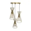 GLOBOSTAR® FLIXIO 201-0126 Vintage Κρεμαστό Φωτιστικό Οροφής με Ντουί 3 x E27 AC 220-240V IP20 - Χρυσό - Μ40 x Π40 x Υ70cm