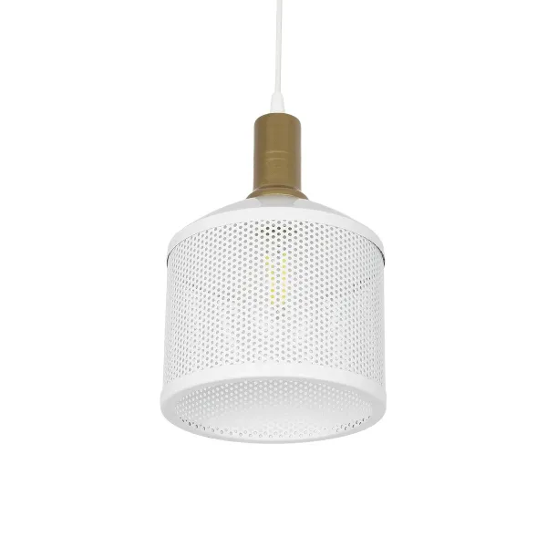 GLOBOSTAR® NETO 201-0129 Μοντέρνο Κρεμαστό Φωτιστικό Οροφής με Ντουί 1 x E27 AC 220-240V IP20 - Χρυσό & Λευκό - Μ18 x Π18 x Υ70cm