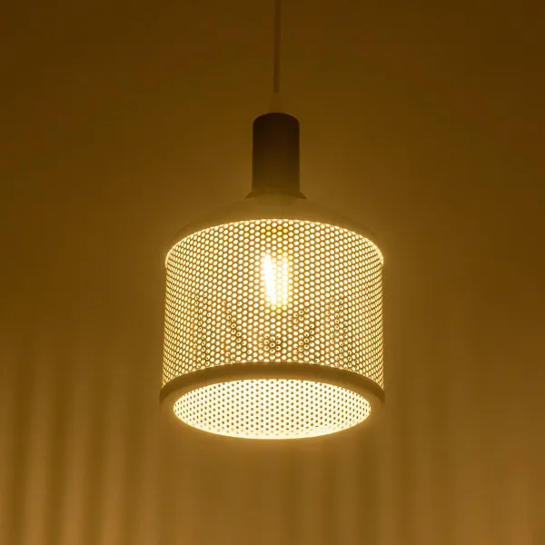 GLOBOSTAR® NETO 201-0129 Μοντέρνο Κρεμαστό Φωτιστικό Οροφής με Ντουί 1 x E27 AC 220-240V IP20 - Χρυσό & Λευκό - Μ18 x Π18 x Υ70cm