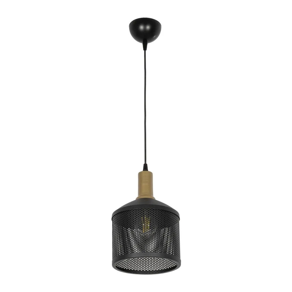 GLOBOSTAR® NETO 201-0130 Μοντέρνο Κρεμαστό Φωτιστικό Οροφής με Ντουί 1 x E27 AC 220-240V IP20 - Χρυσό & Μαύρο - Μ18 x Π18 x Υ70cm