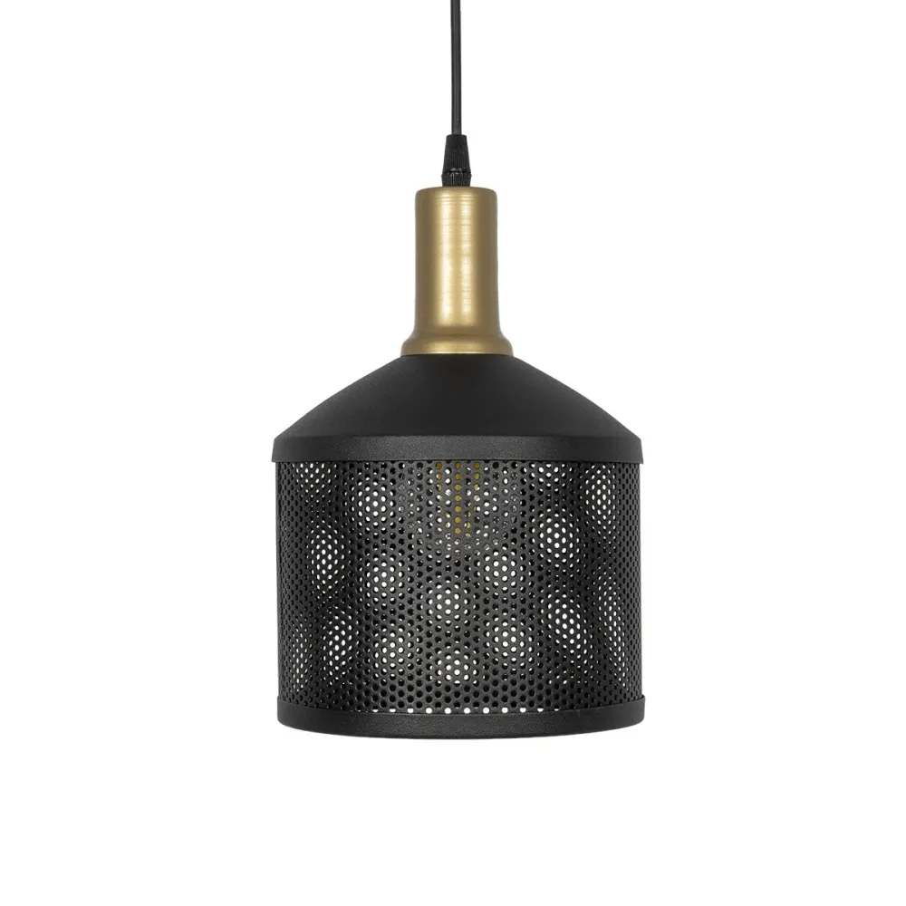 GLOBOSTAR® NETO 201-0130 Μοντέρνο Κρεμαστό Φωτιστικό Οροφής με Ντουί 1 x E27 AC 220-240V IP20 - Χρυσό & Μαύρο - Μ18 x Π18 x Υ70cm