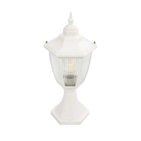 GloboStar® ENGLAND 202-0010 Vintage Επιδαπέδιο Φωτιστικό Φαναράκι Μονόφωτο 1 x E27 IP44 Λευκό & Διάφανο Πλαστικό - Μ20 x Π20 x Υ45cm