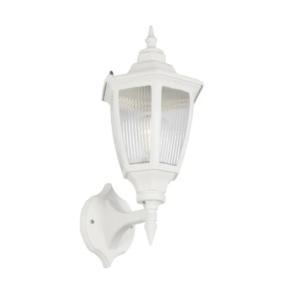 GloboStar® ENGLAND 202-0012 Vintage Επιτοίχιο Φωτιστικό Φαναράκι Μονόφωτο 1 x E27 IP44 Λευκό Πλαστικό - Μ20 x Π20 x Υ30cm