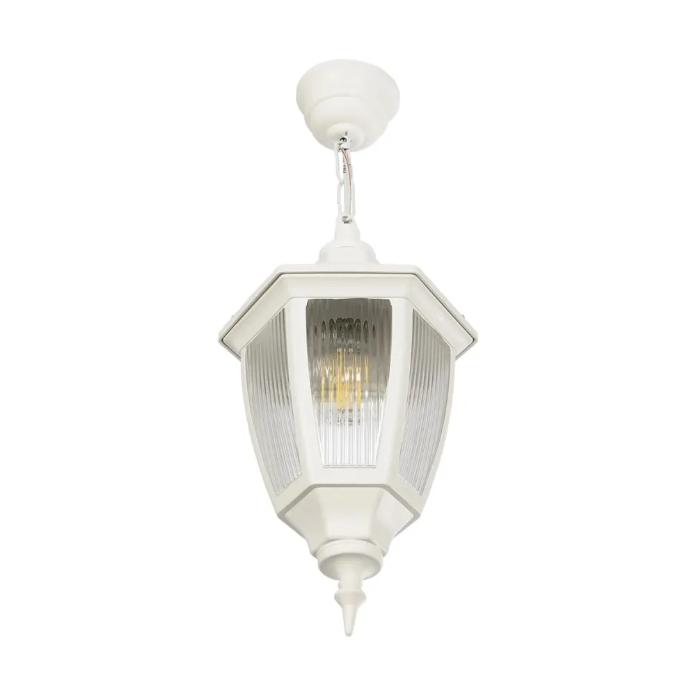 GLOBOSTAR® ENGLAND 202-0014 Vintage Κρεμαστό Φωτιστικό Οροφής με Ντουί 1 x E27 AC 220-240V IP44 - Λευκό - Μ20 x Π20 x Υ35cm