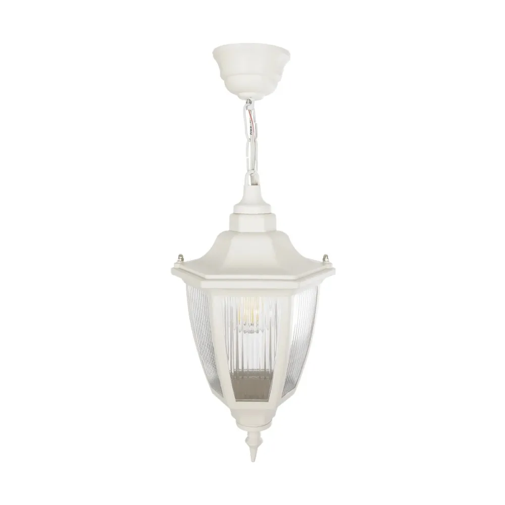 GLOBOSTAR® ENGLAND 202-0014 Vintage Κρεμαστό Φωτιστικό Οροφής με Ντουί 1 x E27 AC 220-240V IP44 - Λευκό - Μ20 x Π20 x Υ35cm
