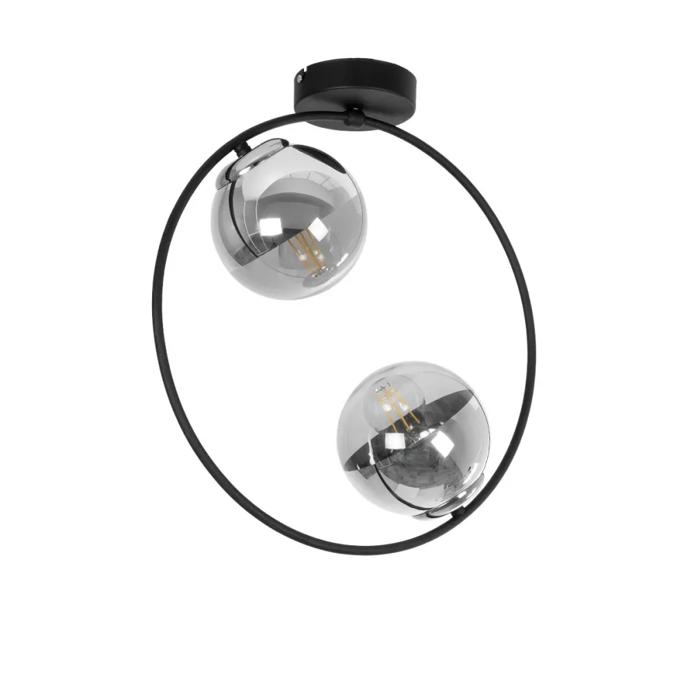 GLOBOSTAR® CITY 202-0040 Μοντέρνο Φωτιστικό Οροφής με Ντουί 2 x E27 AC 220-240V IP20 - Διάφανο & Μαύρο - Μ45 x Π15 x Υ55cm