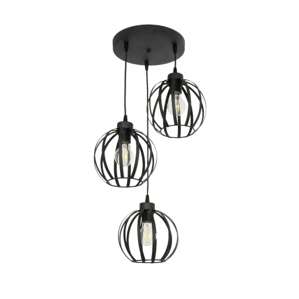 GLOBOSTAR® LUSE 202-0049 Μοντέρνο Κρεμαστό Φωτιστικό Οροφής με Ντουί 3 x E27 AC 220-240V IP20 - Μαύρο - Μ40 x Π40 x Υ65cm