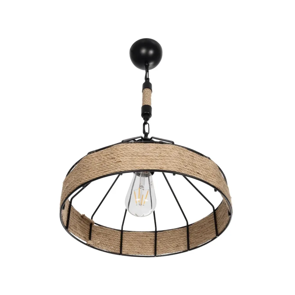 GLOBOSTAR® ZION 203-0003 Vintage Κρεμαστό Φωτιστικό Οροφής με Ντουί 1 x E27 AC 220-240V IP20 - Μαύρο & Μπεζ - Μ33 x Π33 x Υ29cm