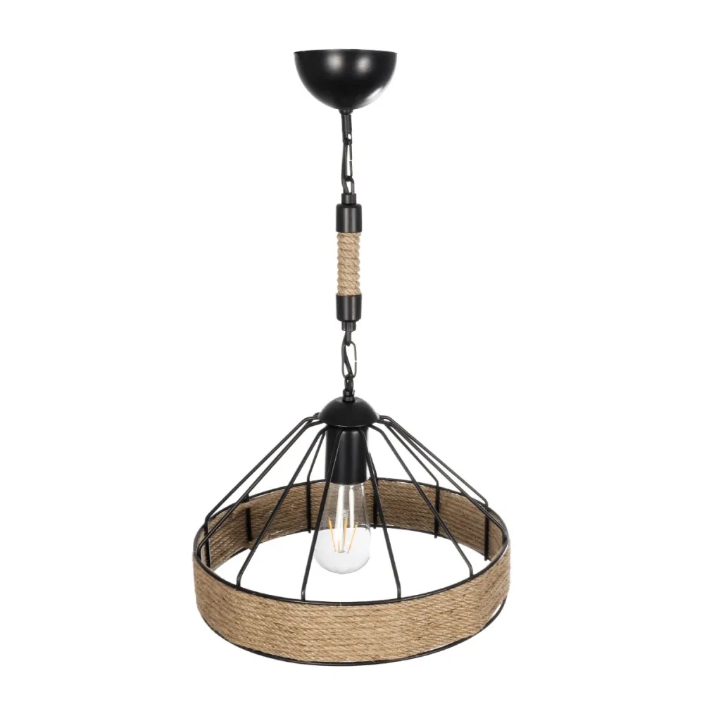 GLOBOSTAR® ZION 203-0003 Vintage Κρεμαστό Φωτιστικό Οροφής με Ντουί 1 x E27 AC 220-240V IP20 - Μαύρο & Μπεζ - Μ33 x Π33 x Υ29cm