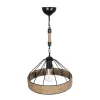 GLOBOSTAR® ZION 203-0003 Vintage Κρεμαστό Φωτιστικό Οροφής με Ντουί 1 x E27 AC 220-240V IP20 - Μαύρο & Μπεζ - Μ33 x Π33 x Υ29cm