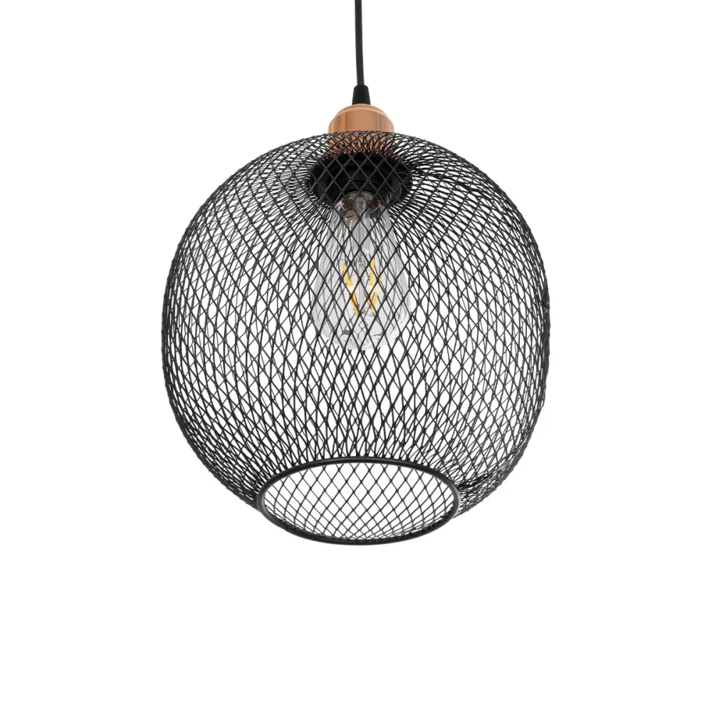 GLOBOSTAR® WIRE 203-0004 Μοντέρνο Κρεμαστό Φωτιστικό Οροφής με Ντουί 1 x E27 AC 220-240V IP20 - Μαύρο & Χάλκινο - Μ25 x Π25 x Υ30cm