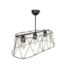 GLOBOSTAR® GATSBY 203-0006 Vintage Κρεμαστό Φωτιστικό Οροφής με Ντουί 3 x E27 AC 220-240V IP20 - Μαύρο & Μπεζ - Μ60 x Π28 x Υ22cm