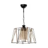 GLOBOSTAR® GATSBY 203-0007 Vintage Κρεμαστό Φωτιστικό Οροφής με Ντουί 1 x E27 AC 220-240V IP20 - Μαύρο & Μπεζ - Μ25 x Π25 x Υ25cm