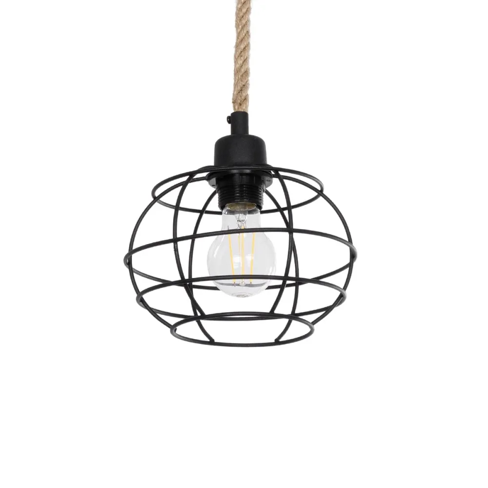 GLOBOSTAR® TALAH 203-0008 Vintage Κρεμαστό Φωτιστικό Οροφής με Ντουί 1 x E27 AC 220-240V IP20 - Μαύρο & Μπεζ - Μ20 x Π20 x Υ20cm