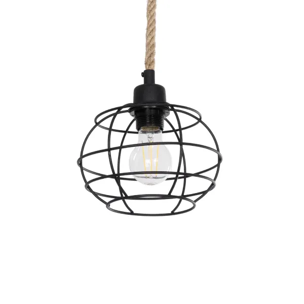 GLOBOSTAR® TALAH 203-0008 Vintage Κρεμαστό Φωτιστικό Οροφής με Ντουί 1 x E27 AC 220-240V IP20 - Μαύρο & Μπεζ - Μ20 x Π20 x Υ20cm