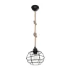 GLOBOSTAR® TALAH 203-0008 Vintage Κρεμαστό Φωτιστικό Οροφής με Ντουί 1 x E27 AC 220-240V IP20 - Μαύρο & Μπεζ - Μ20 x Π20 x Υ20cm