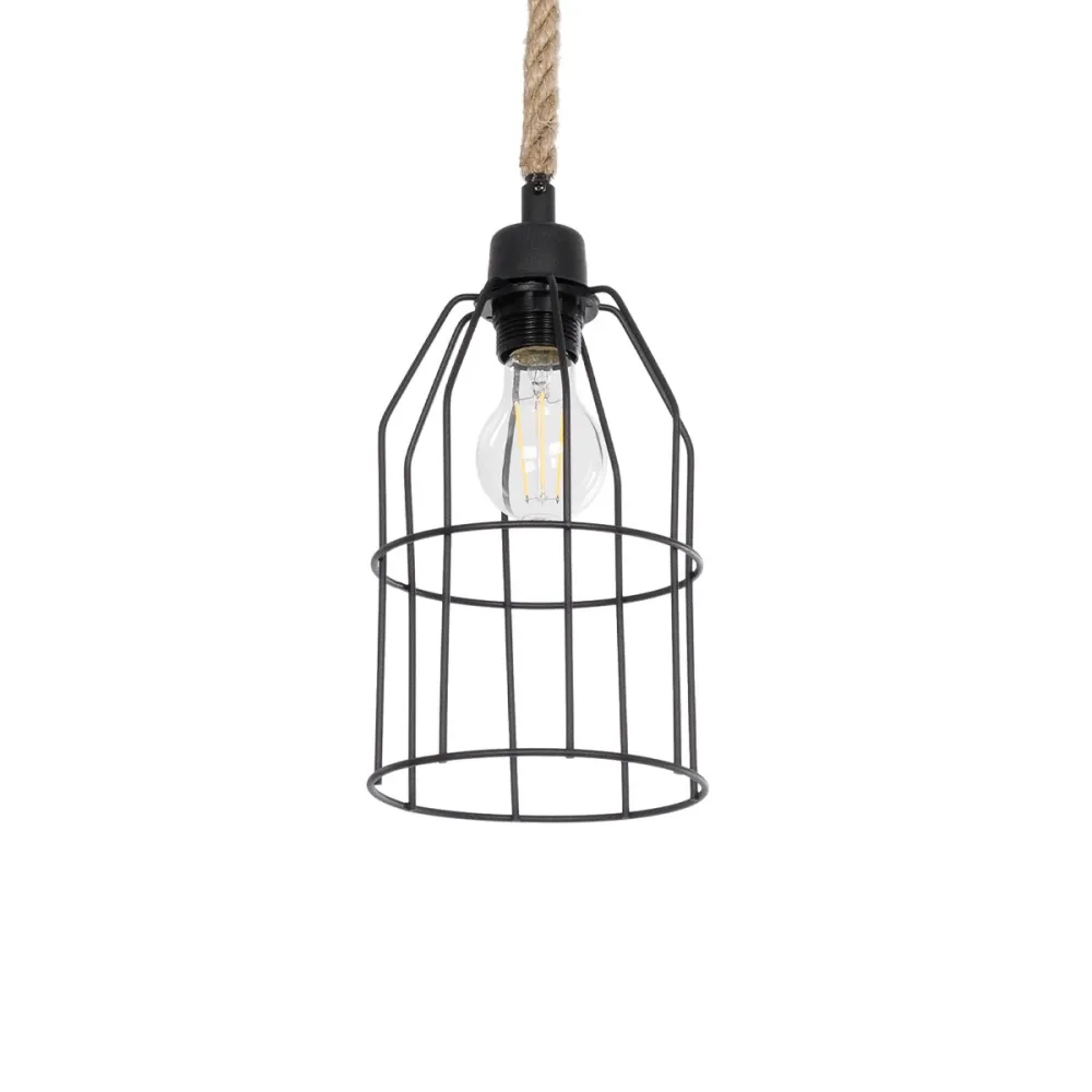 GLOBOSTAR® TALAH 203-0009 Vintage Κρεμαστό Φωτιστικό Οροφής με Ντουί 1 x E27 AC 220-240V IP20 - Μαύρο & Μπεζ - Μ15.5 x Π15.5 x Υ30cm