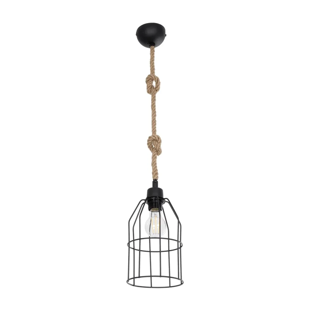 GLOBOSTAR® TALAH 203-0009 Vintage Κρεμαστό Φωτιστικό Οροφής με Ντουί 1 x E27 AC 220-240V IP20 - Μαύρο & Μπεζ - Μ15.5 x Π15.5 x Υ30cm