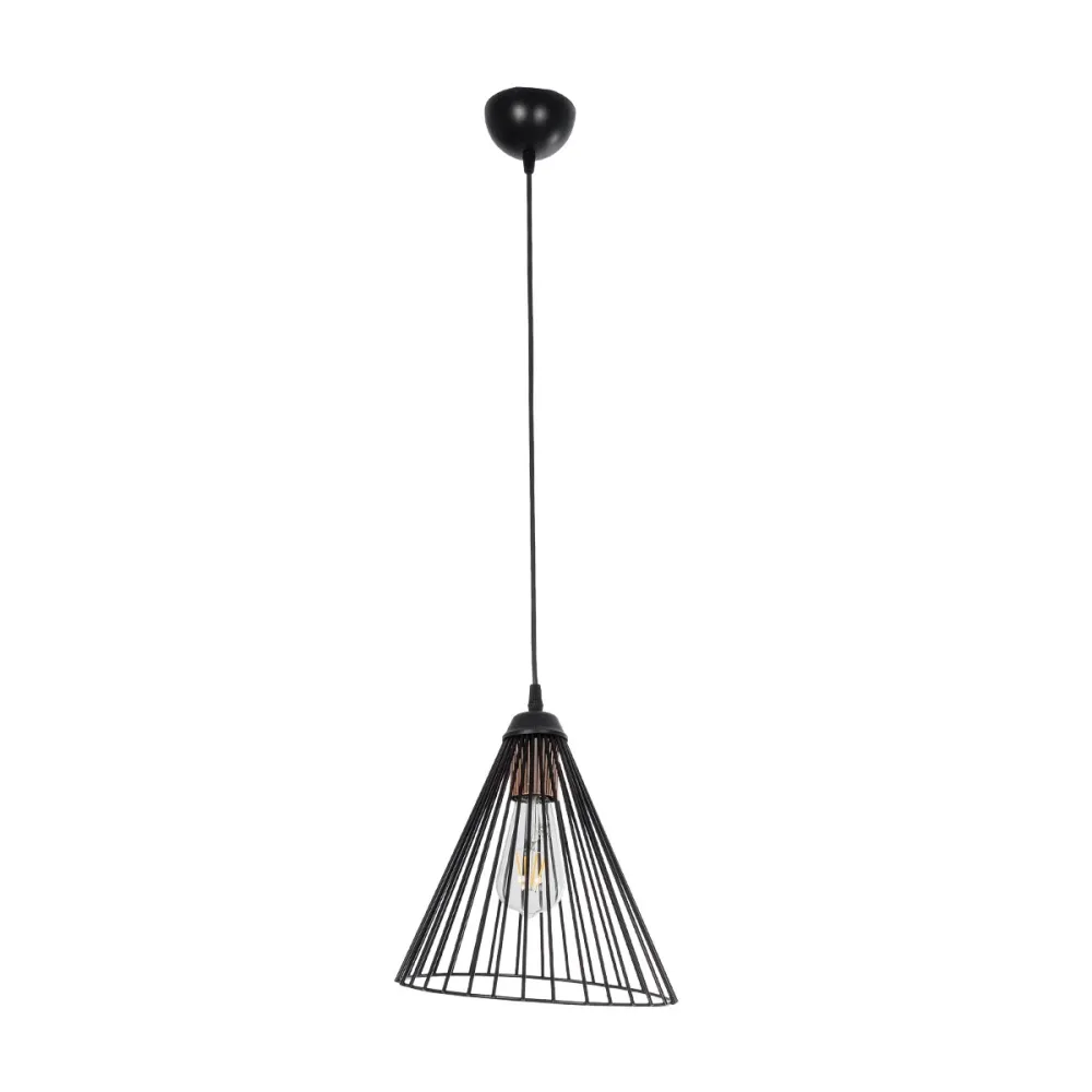 GLOBOSTAR® ARCWIRE 203-0015 Μοντέρνο Κρεμαστό Φωτιστικό Οροφής με Ντουί 1 x E27 AC 220-240V IP20 - Μαύρο - Μ25 x Π25 x Υ30cm