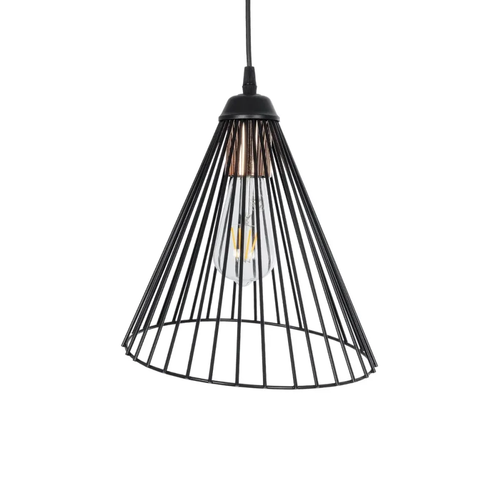 GLOBOSTAR® ARCWIRE 203-0015 Μοντέρνο Κρεμαστό Φωτιστικό Οροφής με Ντουί 1 x E27 AC 220-240V IP20 - Μαύρο - Μ25 x Π25 x Υ30cm