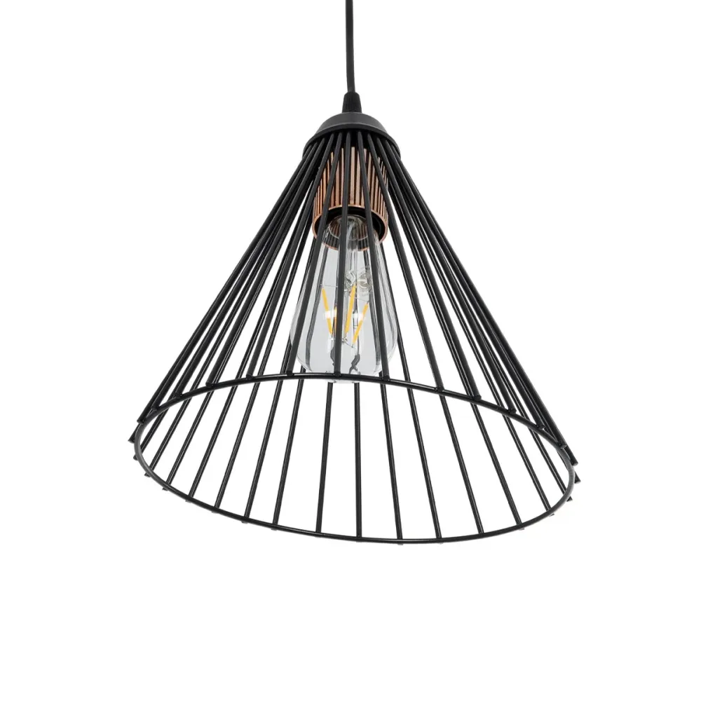 GLOBOSTAR® ARCWIRE 203-0015 Μοντέρνο Κρεμαστό Φωτιστικό Οροφής με Ντουί 1 x E27 AC 220-240V IP20 - Μαύρο - Μ25 x Π25 x Υ30cm