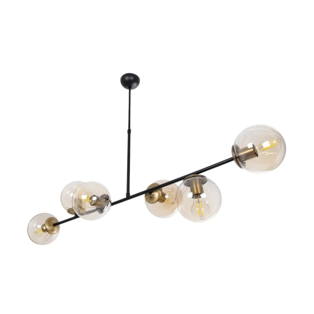 GLOBOSTAR® LATTICE 203-0017 Μοντέρνο Φωτιστικό Οροφής με Ντουί 6 x E27 AC 220-240V IP20 - Μαύρο & Μπρούτζινο - Μ120 x Π32 x Υ32cm