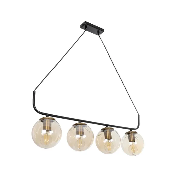 GLOBOSTAR® LATTICE 203-0018 Μοντέρνο Κρεμαστό Φωτιστικό Οροφής με Ντουί 4 x E27 AC 220-240V IP20 - Μαύρο, Μπρούτζινο & Mελί - Μ78 x Π15 x Υ81cm