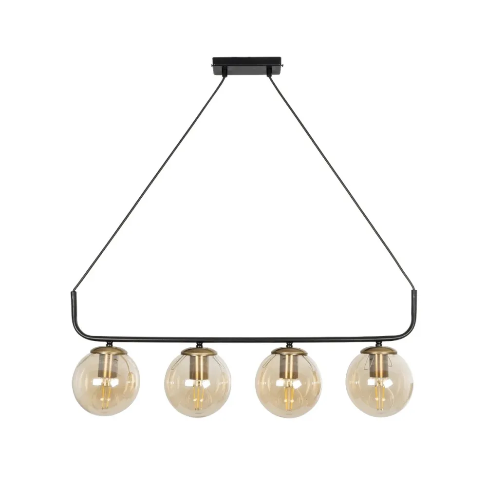 GLOBOSTAR® LATTICE 203-0018 Μοντέρνο Κρεμαστό Φωτιστικό Οροφής με Ντουί 4 x E27 AC 220-240V IP20 - Μαύρο & Μπρούτζινο - Μ78 x Π15 x Υ81cm