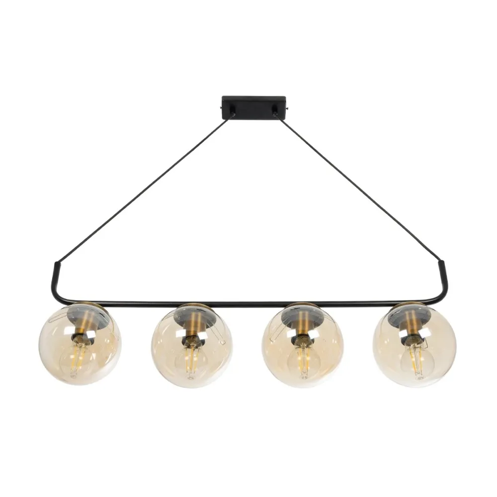 GLOBOSTAR® LATTICE 203-0018 Μοντέρνο Κρεμαστό Φωτιστικό Οροφής με Ντουί 4 x E27 AC 220-240V IP20 - Μαύρο & Μπρούτζινο - Μ78 x Π15 x Υ81cm
