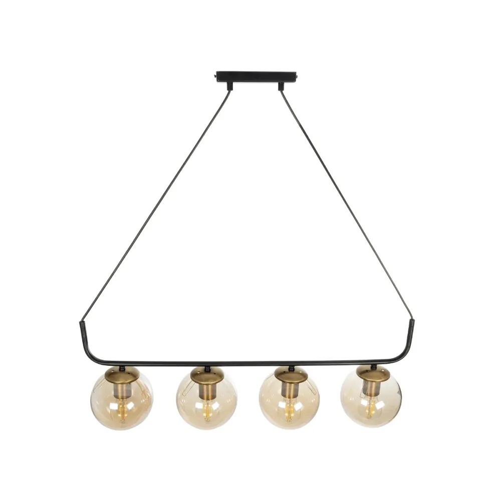 GLOBOSTAR® LATTICE 203-0018 Μοντέρνο Κρεμαστό Φωτιστικό Οροφής με Ντουί 4 x E27 AC 220-240V IP20 - Μαύρο & Μπρούτζινο - Μ78 x Π15 x Υ81cm