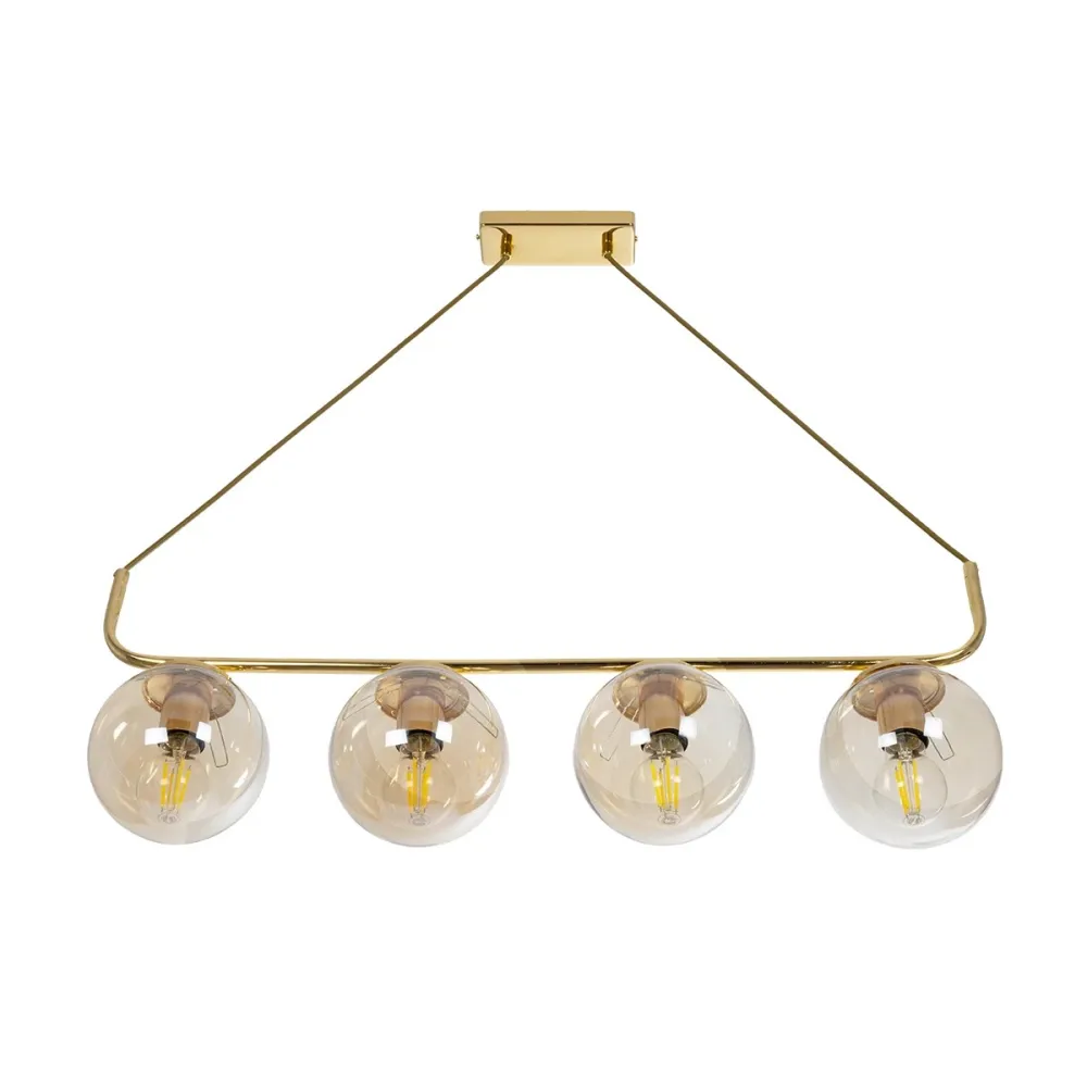 GLOBOSTAR® LATTICE 203-0019 Μοντέρνο Κρεμαστό Φωτιστικό Οροφής με Ντουί 4 x E27 AC 220-240V IP20 - Χρυσό - Μ78 x Π15 x Υ81cm