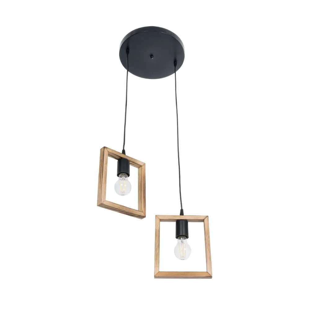 GLOBOSTAR® EDISON 203-0021 Vintage Κρεμαστό Φωτιστικό Οροφής με Ντουί 2 x E27 AC 220-240V IP20 - Μπεζ & Μαύρο - Μ40 x Π20 x Υ45cm