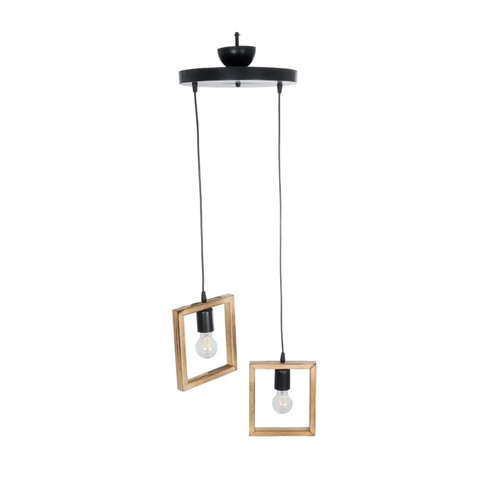 GLOBOSTAR® EDISON 203-0021 Vintage Κρεμαστό Φωτιστικό Οροφής με Ντουί 2 x E27 AC 220-240V IP20 - Μπεζ & Μαύρο - Μ40 x Π20 x Υ45cm