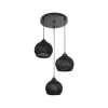 GLOBOSTAR® YASAM 203-0022 Vintage Κρεμαστό Φωτιστικό Οροφής με Ντουί 3 x E27 AC 220-240V IP20 - Μαύρο - Μ42 x Π42 x Υ54cm