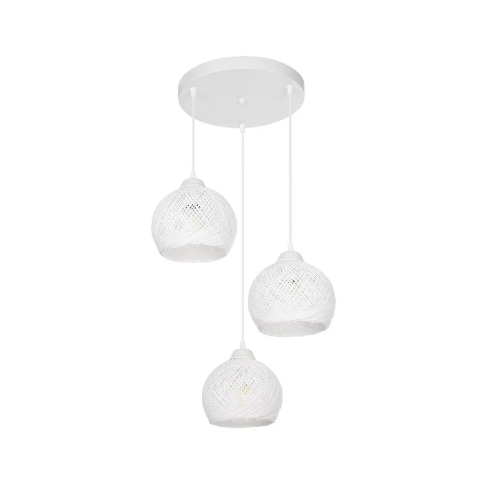 GLOBOSTAR® YASAM 203-0023 Vintage Κρεμαστό Φωτιστικό Οροφής με Ντουί 3 x E27 AC 220-240V IP20 - Λευκό - Μ42 x Π42 x Υ54cm