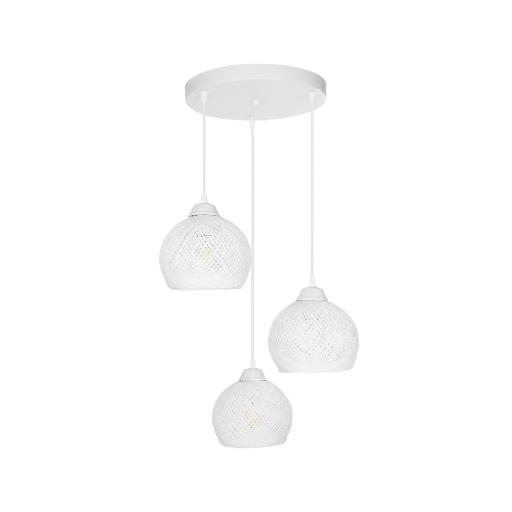 GLOBOSTAR® YASAM 203-0023 Vintage Κρεμαστό Φωτιστικό Οροφής με Ντουί 3 x E27 AC 220-240V IP20 - Λευκό - Μ42 x Π42 x Υ54cm