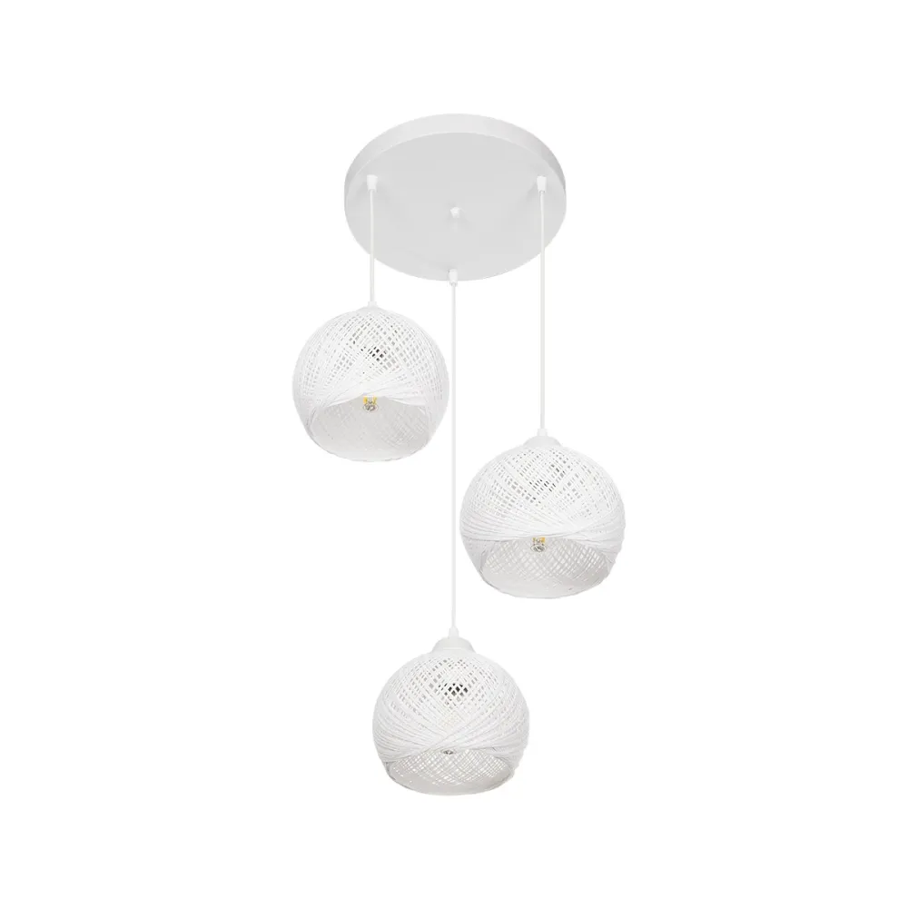 GLOBOSTAR® YASAM 203-0023 Vintage Κρεμαστό Φωτιστικό Οροφής με Ντουί 3 x E27 AC 220-240V IP20 - Λευκό - Μ42 x Π42 x Υ54cm