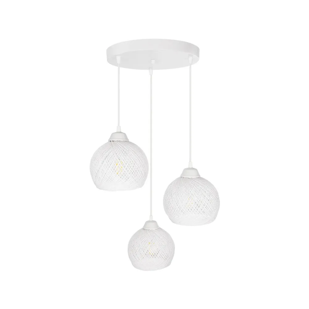 GLOBOSTAR® YASAM 203-0023 Vintage Κρεμαστό Φωτιστικό Οροφής με Ντουί 3 x E27 AC 220-240V IP20 - Λευκό - Μ42 x Π42 x Υ54cm